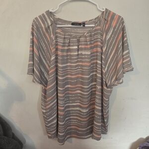 Apt. 9 Women's Blouse - Gray and Orange Stripes